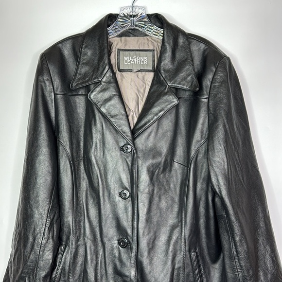 Wilson's Leather Black Button Jacket Size XL - Picture 2 of 9